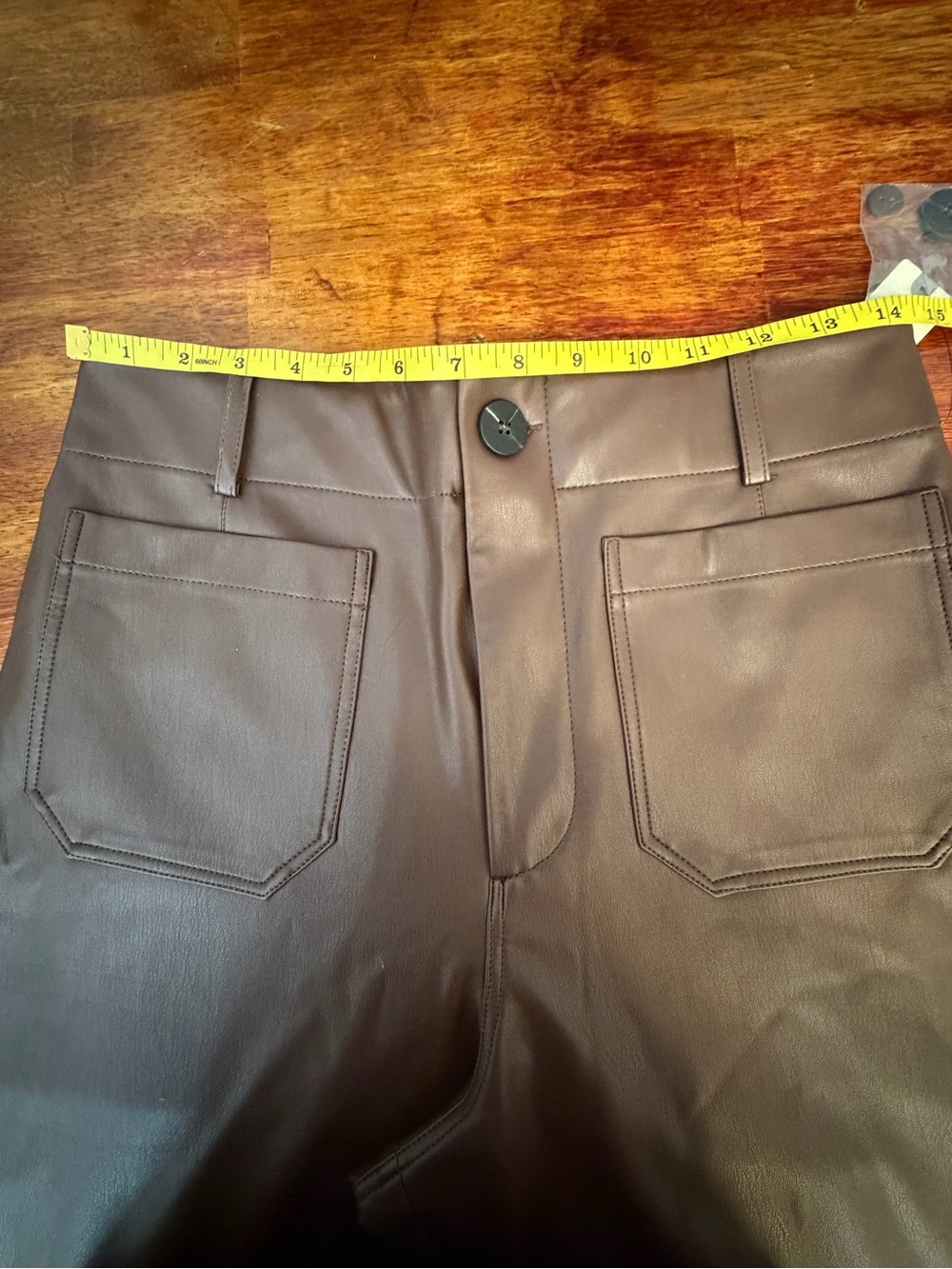Anthro Maeve Colette Faux Leather Wide Leg Cropped Pant Size 29 Chocolate New - Picture 10 of 13